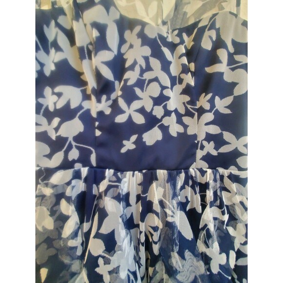 TEEZE ME Dress Women 7 Navy Sleeveless Formal Layered Ruffle Mesh Midi Party - Picture 5 of 8